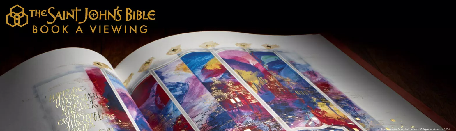 The Saint John's Bible, open to red and blue illumination